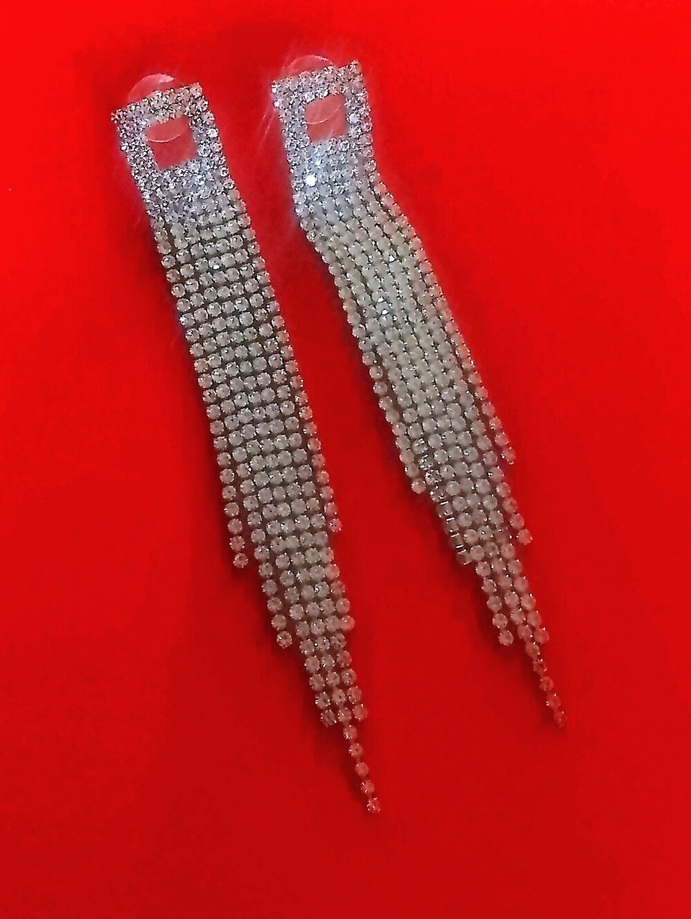 Silver Crystal Fringe Drop Earrings - Sleek Glamour